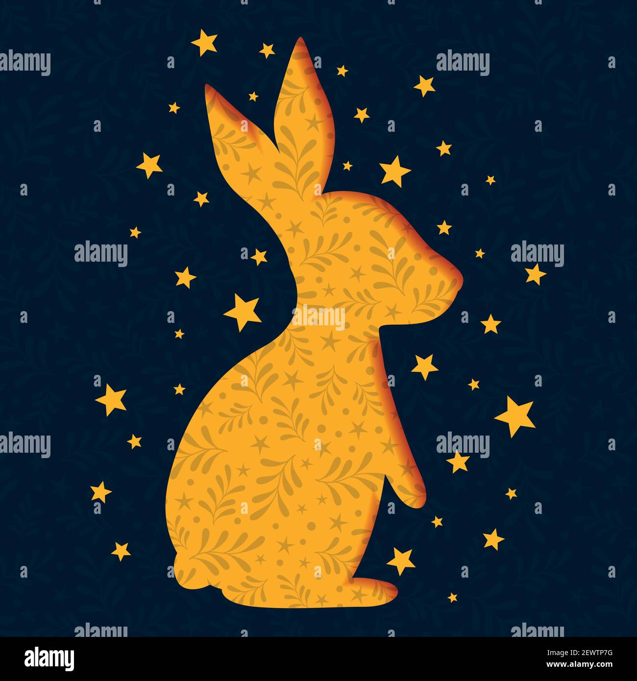 Abstract Easter bunny with ornament and elements - Vector illustration Stock Vector