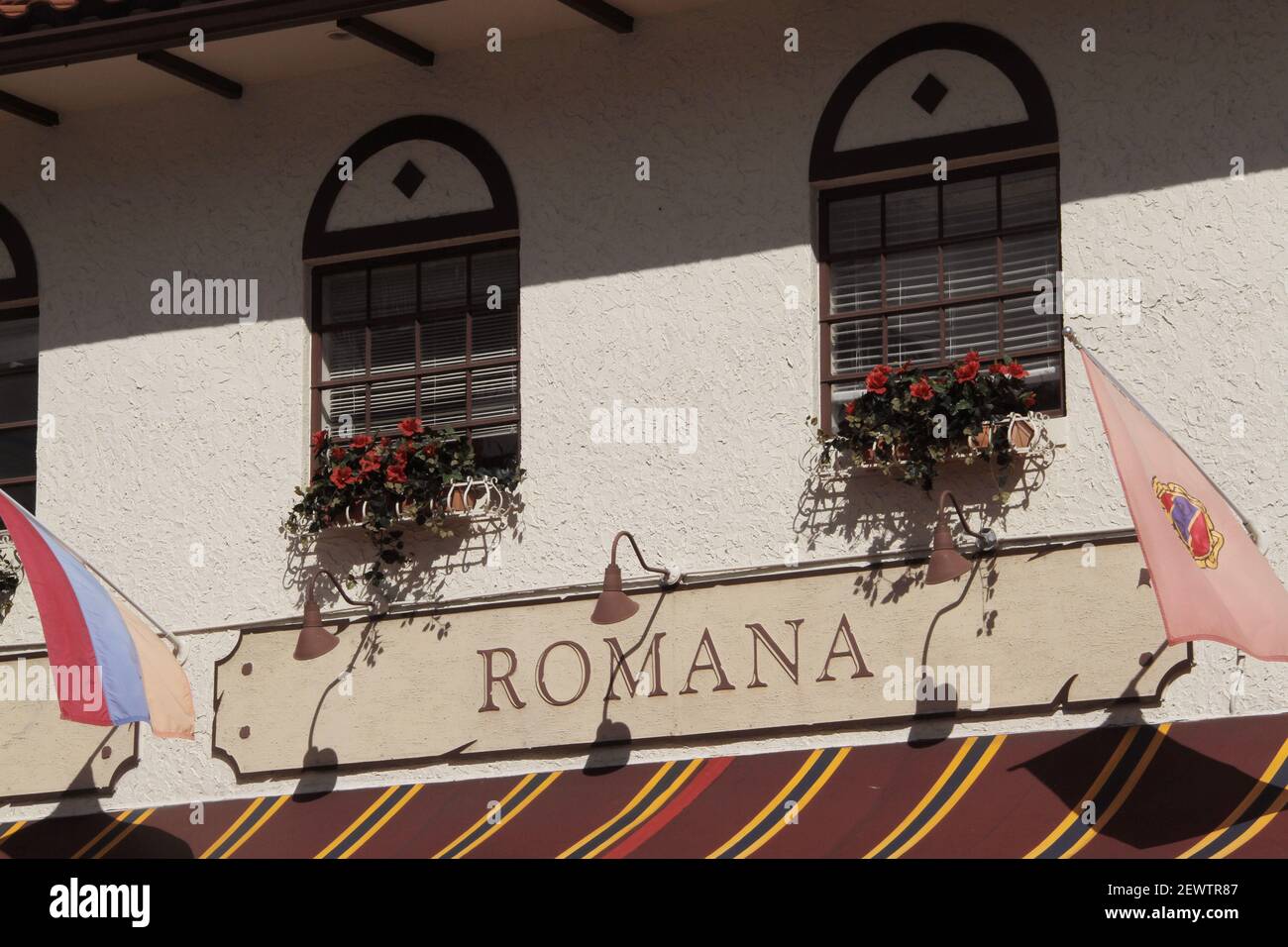 Boca Raton, FL, USA. Facade of Trattoria Romana, Italian Restaurant. Stock Photo