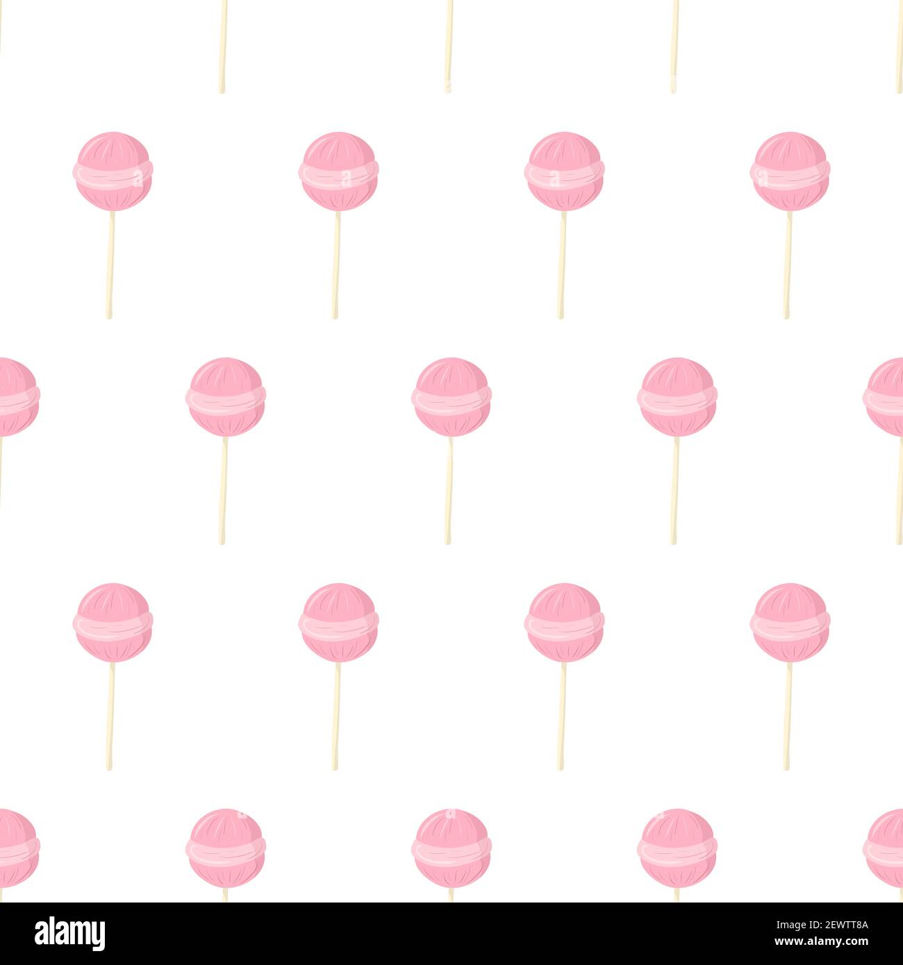 Cartoon seamless pattern for paper design with pink lollipop candy. Colorful background. Stock Vector