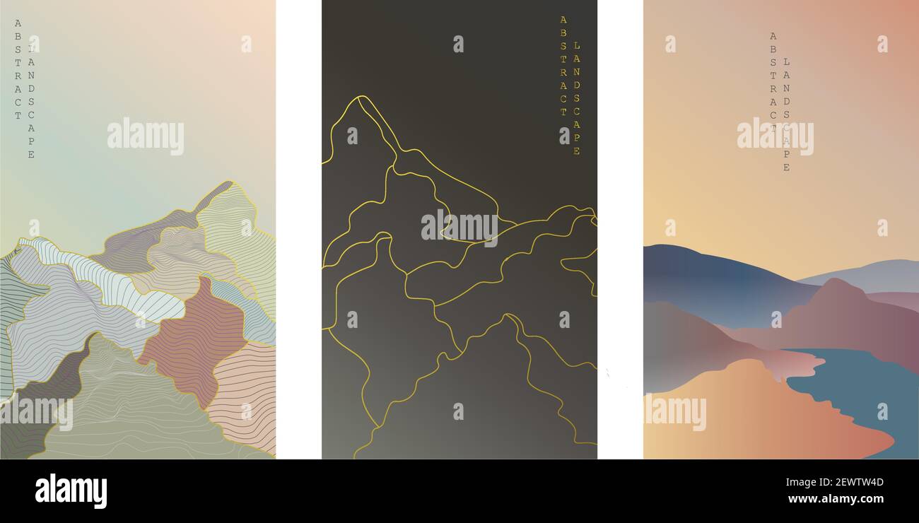 Abstract contemporary mountains in different style Stock Vector