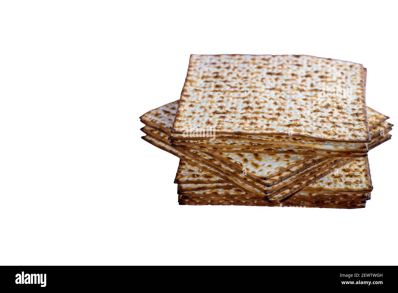 Matzah Passover celebration symbol. Isolated image stack of Matzo on