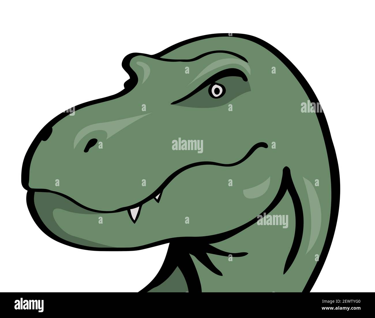 Head of a terrible tyrannosaurus with predatory eyes and jaw. Prehistoric animal. Vector isolated outline illustration. Stock Vector