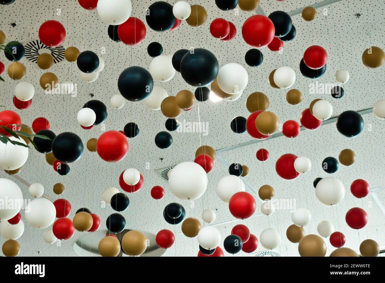 abstract pattern of spheres of various colors and sizes Stock Photo