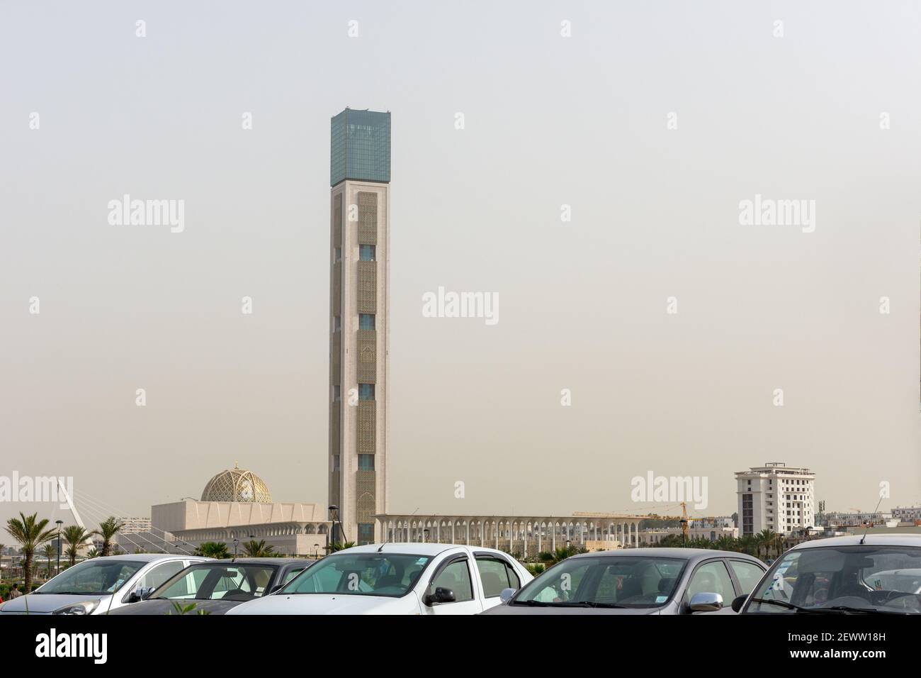 Minaret of the Great Mosque of Algiers, world's tallest minaret, a third-largest mosque in the world Stock Photo