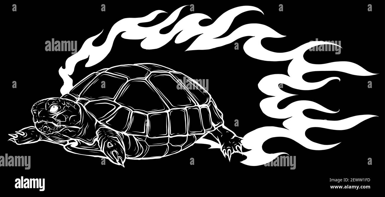 silhouette turtle isolated on black background vector illustration Stock Vector