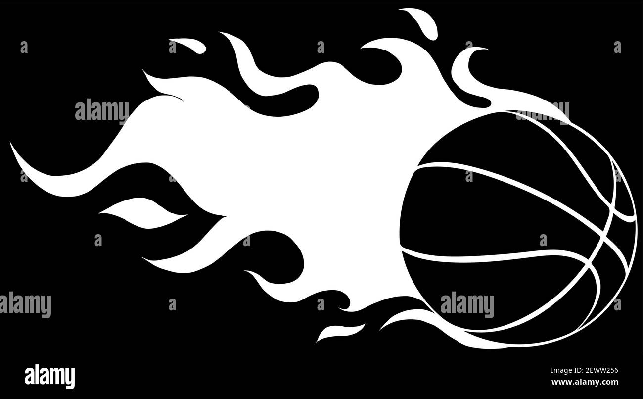 silhouette Basketball ball in flame vector illustration design Stock Vector