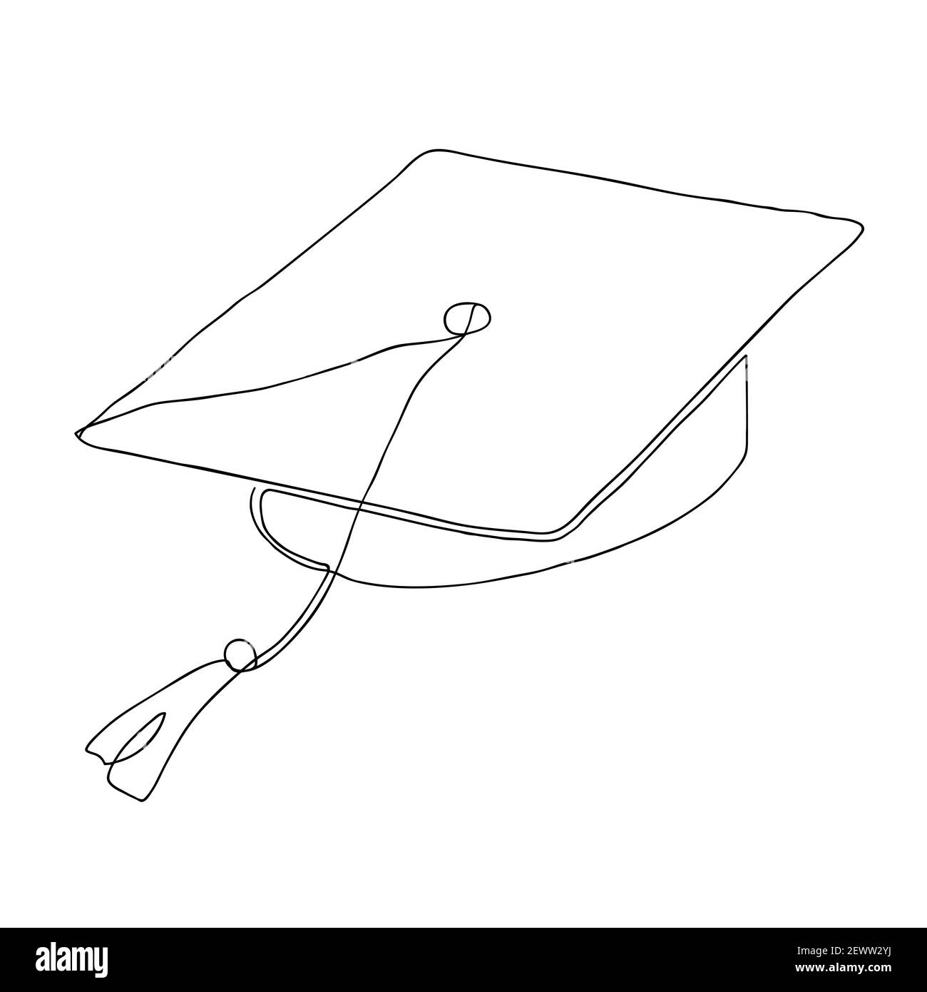 Single continuous line art graduation cap. Celebration ceremony or