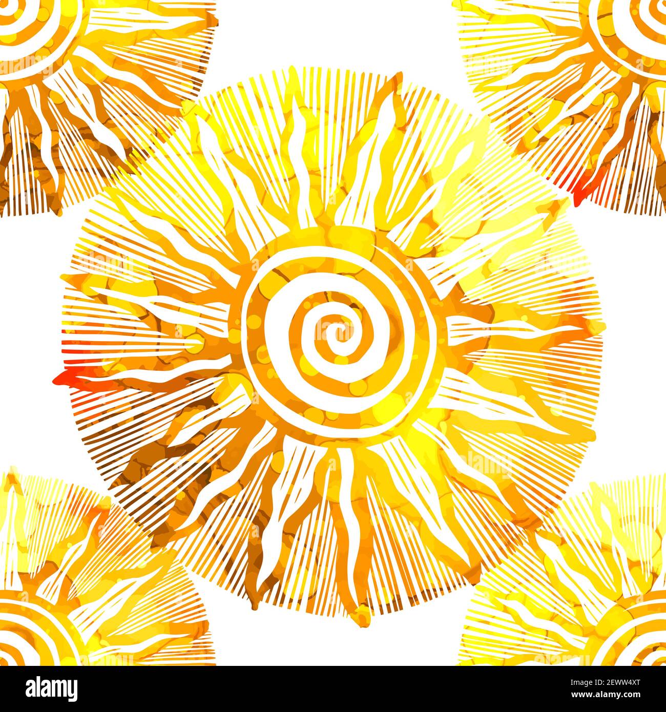 The seamless background of the vintage sun. Vector illustration Stock