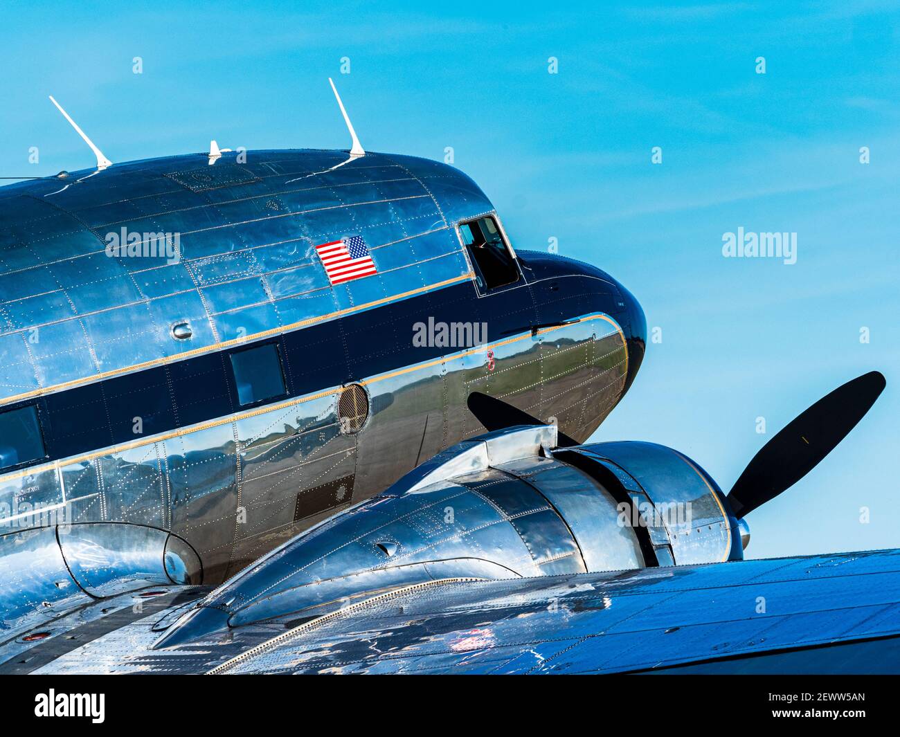 Douglas DC-3 N341A  - C41A designation - delivered 1939 to the US Army Air Command as VIP Transports for senior staff and VIPs. Douglas DC-3 Dakota. Stock Photo