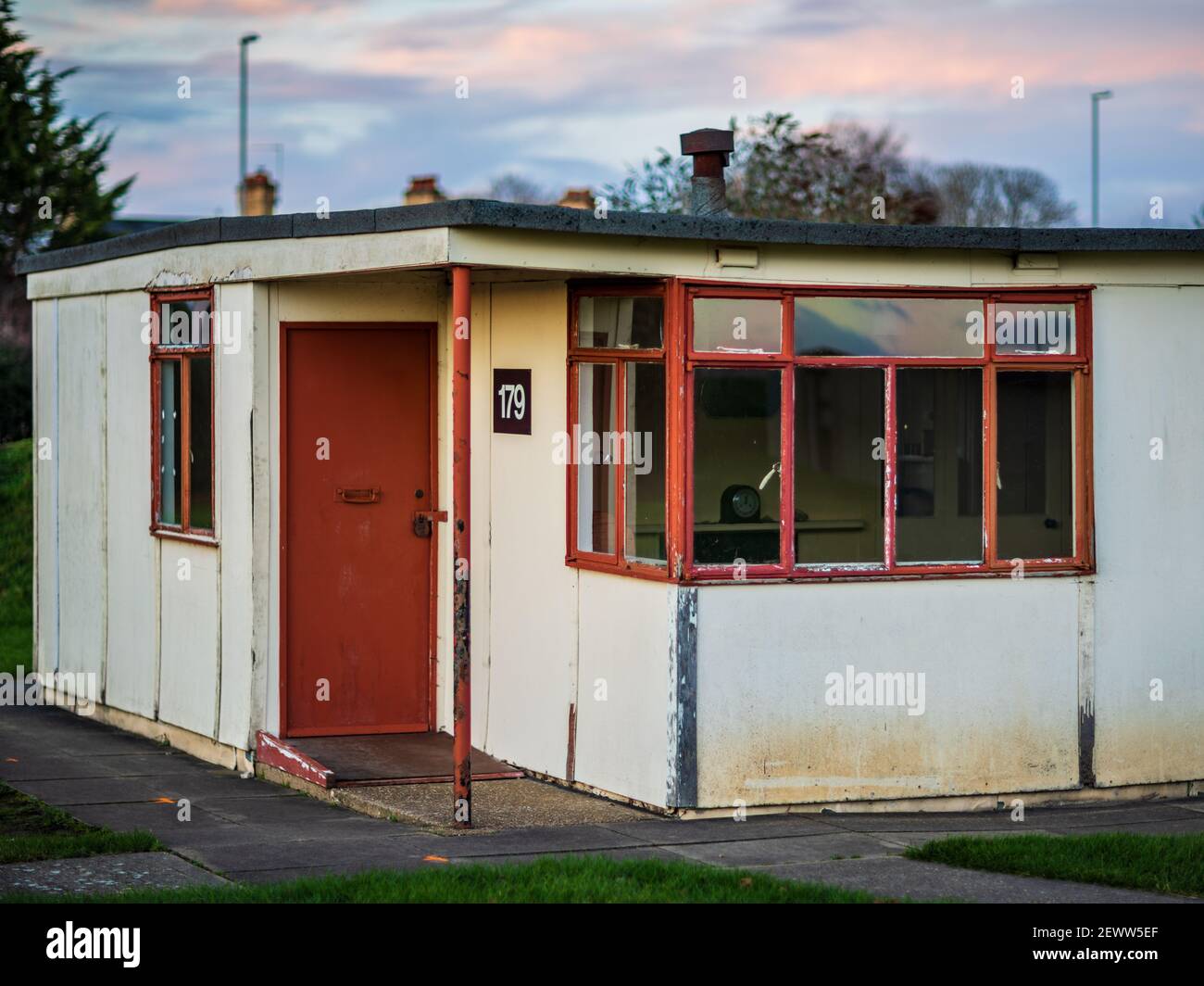 Uni-Seco Prefabricated House - built to replace WW2 damaged housing  - originally located at 22 Bellenden Road, S.London, now at the IWM Duxford. Stock Photo