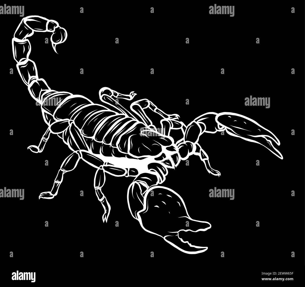 silhouette Illustration of scorpion arachnid insect. vector graphics Stock Vector