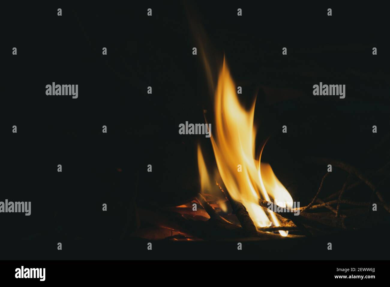 A close-up motion photo of the bonfire burning in the dark - perfect ...
