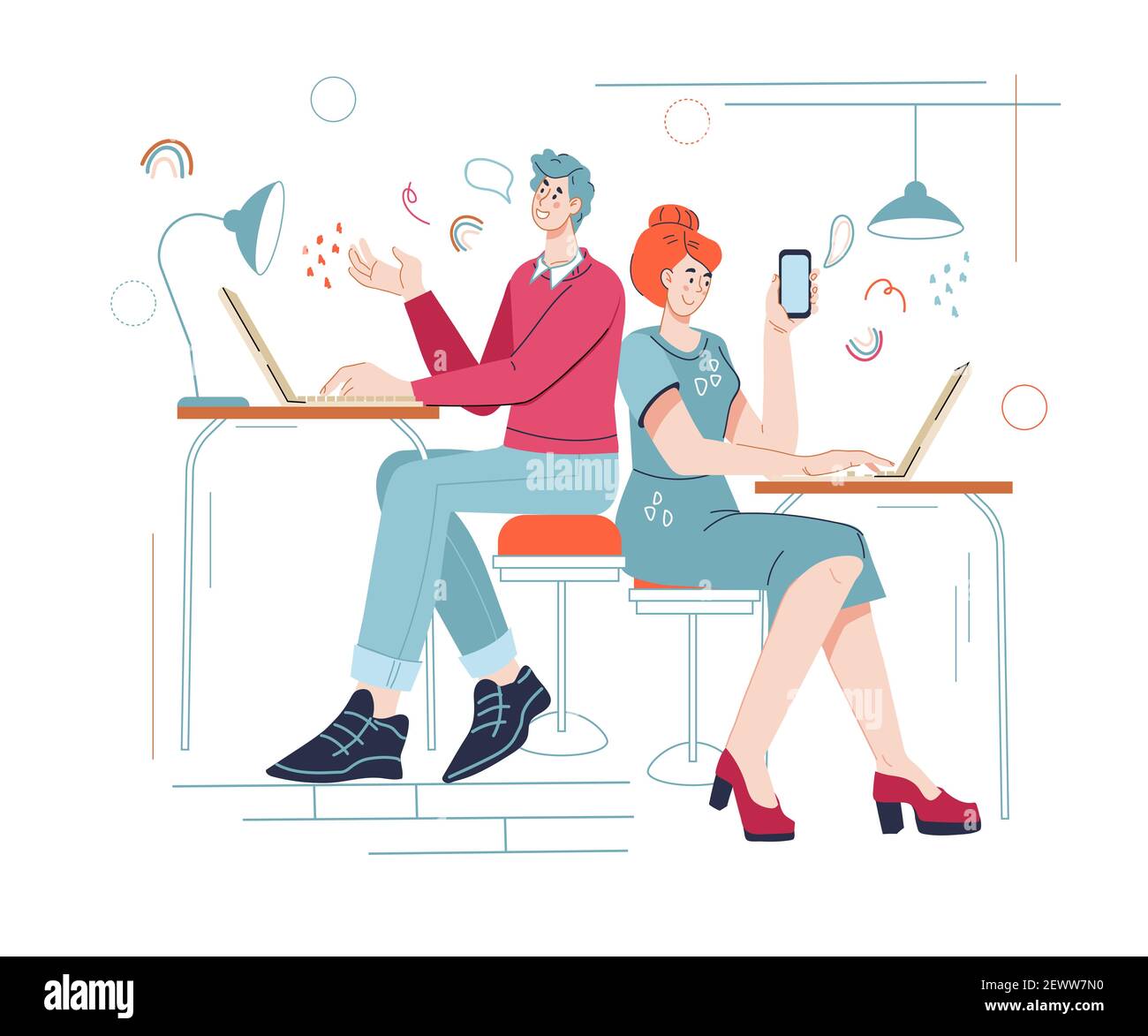 Business people working in coworking open space office. Shared coworking  environment and teamwork, flat cartoon vector illustration Stock Vector  Image & Art - Alamy