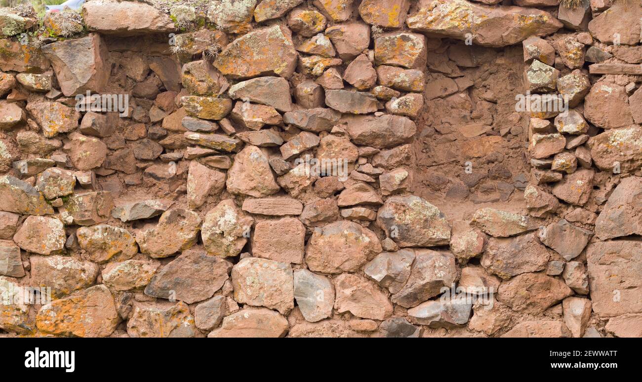 Pikillaqta archaeological site window holes in ruins in Cusco, Peru Stock Photo