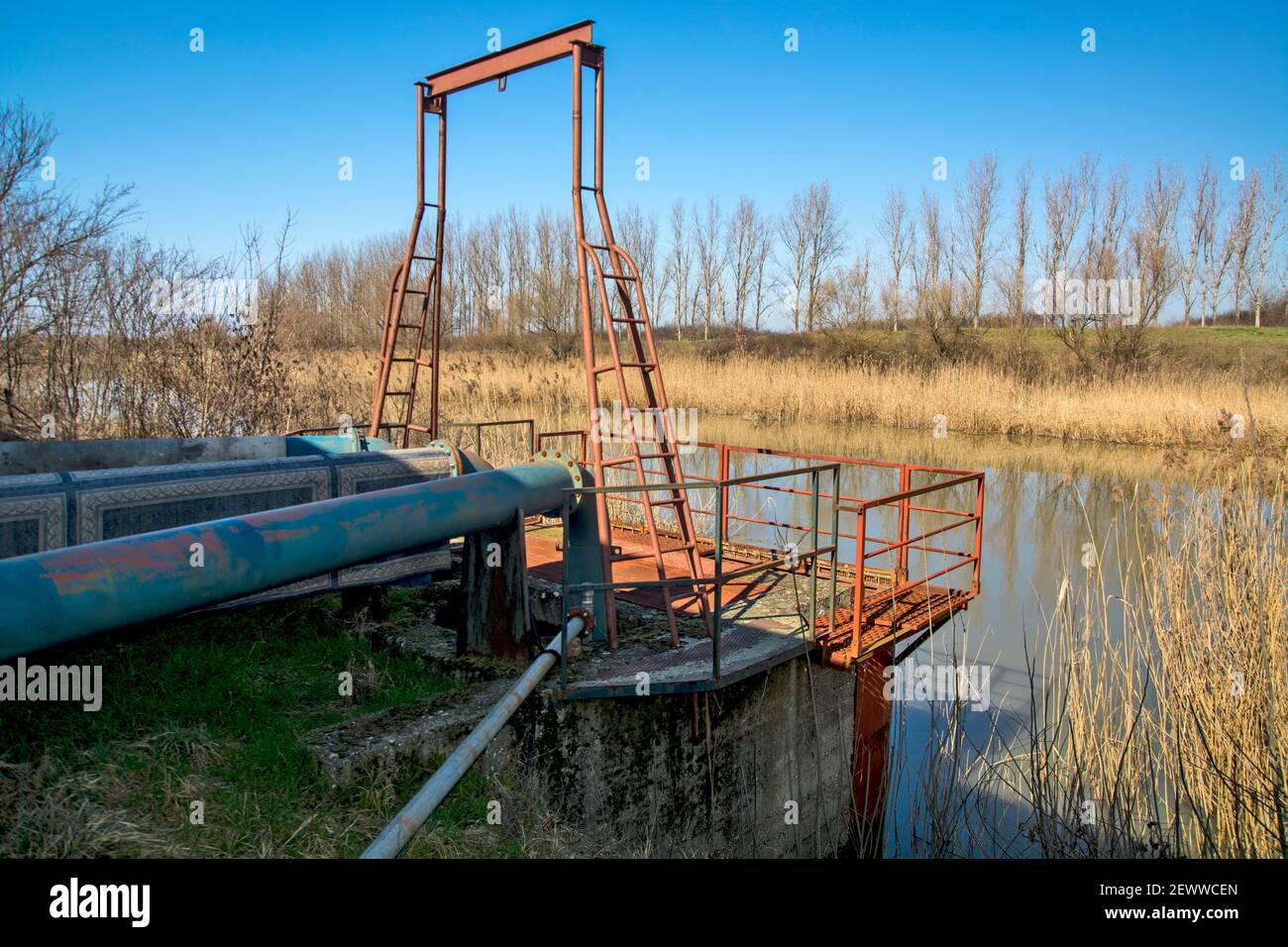 A large sickle station built on the river to pump water into irrigation