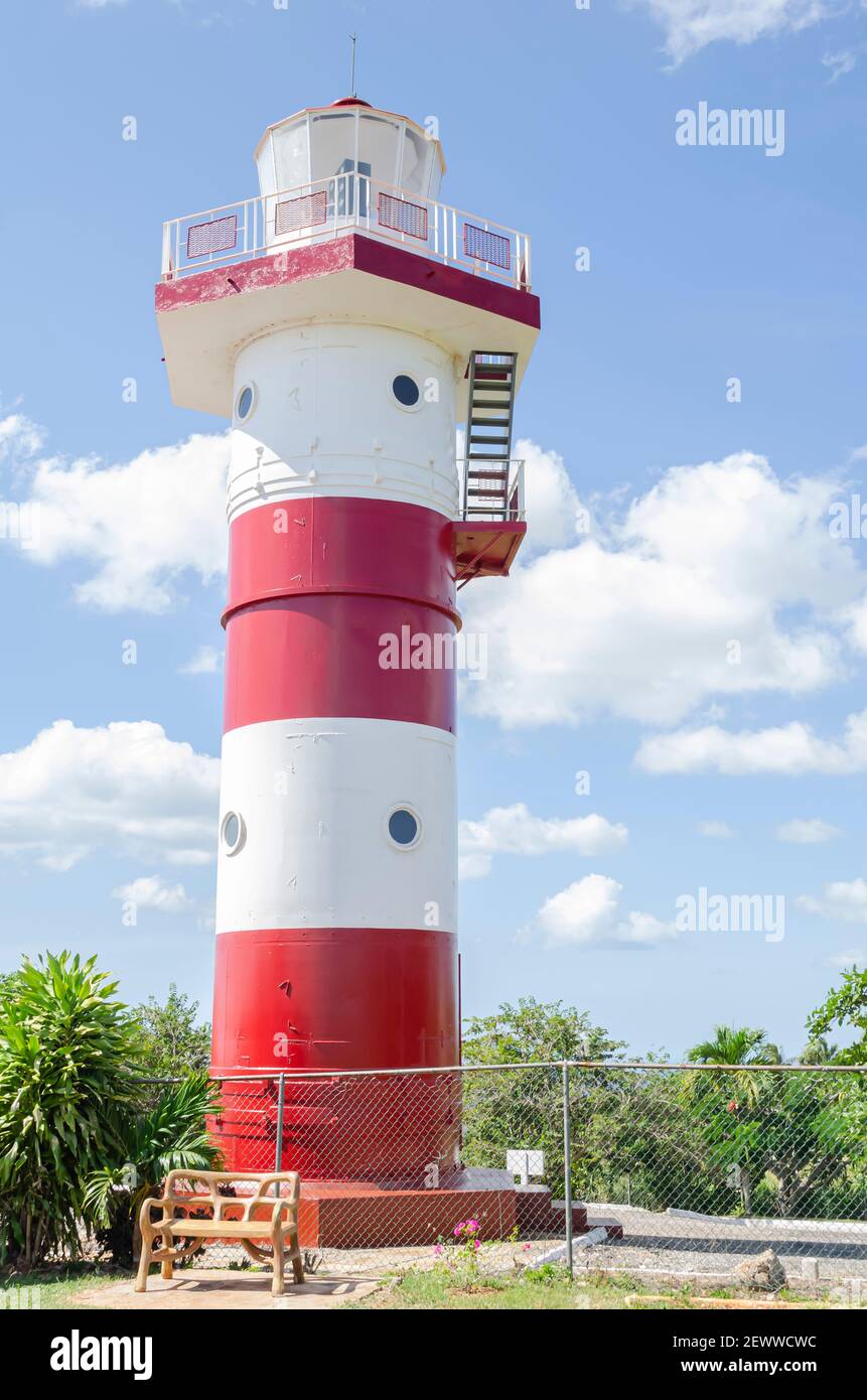 Red And White Lighthouse Stock Photo