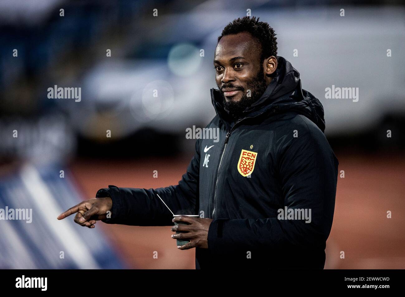 Aarhus, Denmark. 03rd Mar, 2021. Assistant coach Michael Essien of FC Nordsjaelland seen during the 3F Superliga match between Aarhus GF and FC Nordsjaelland at Ceres Park in Aarhus. (Photo Credit: Gonzales Photo/Alamy Live News Stock Photo