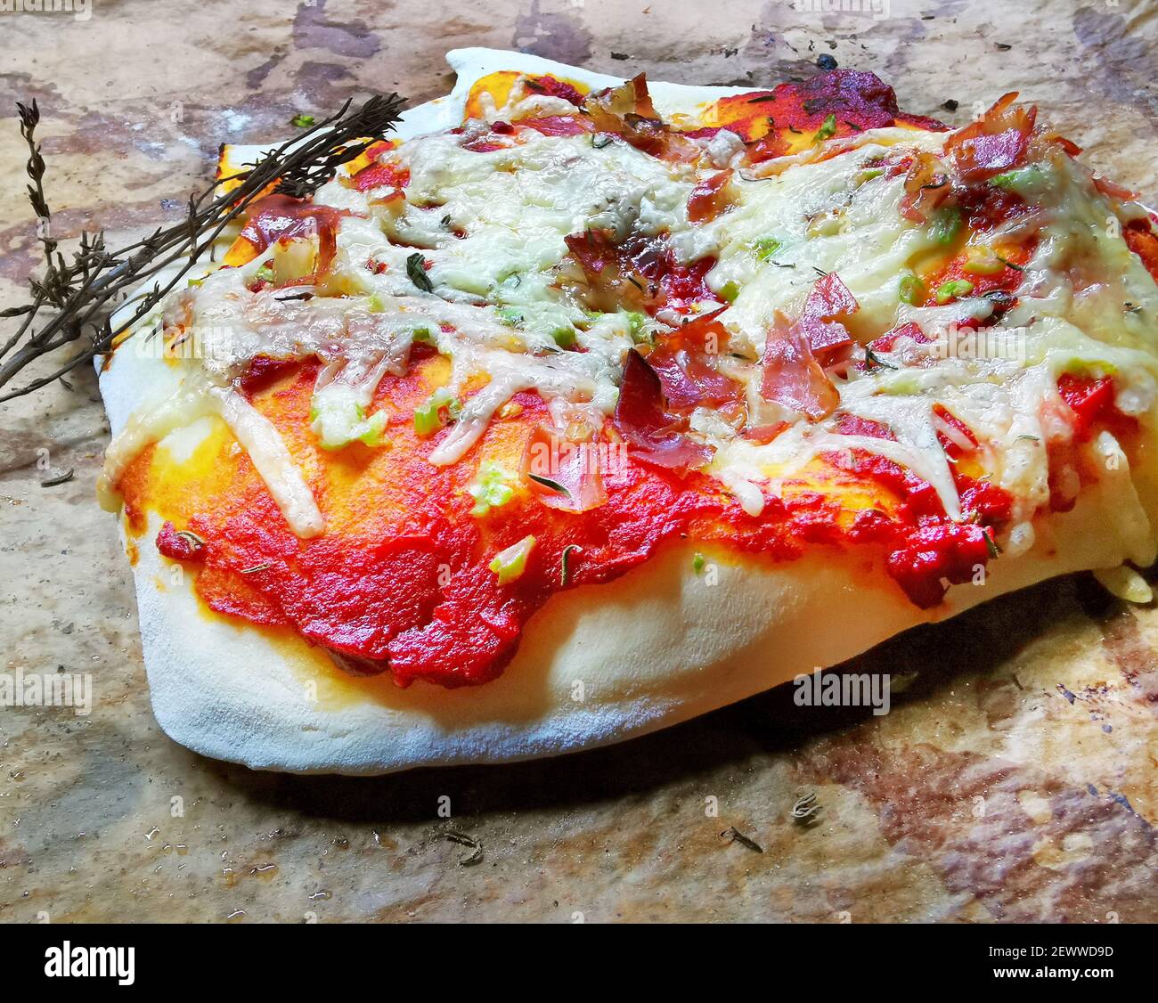 piece of italian pizza handmade Stock Photo