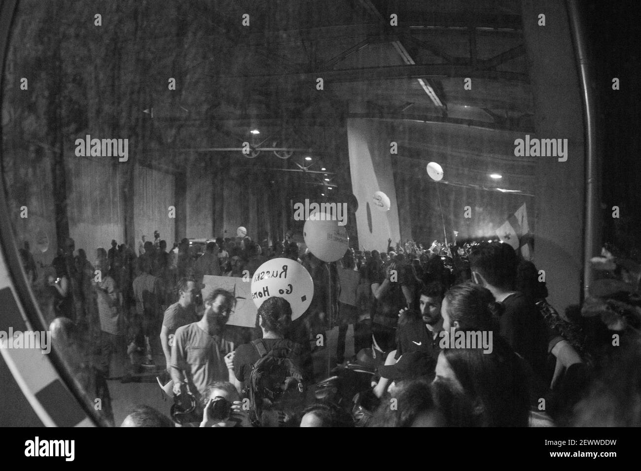 TBILISI, GEORGIA - Jun 27, 2020: Georgian protests in front of the Parliament of Georgia. Demonstration Stock Photo