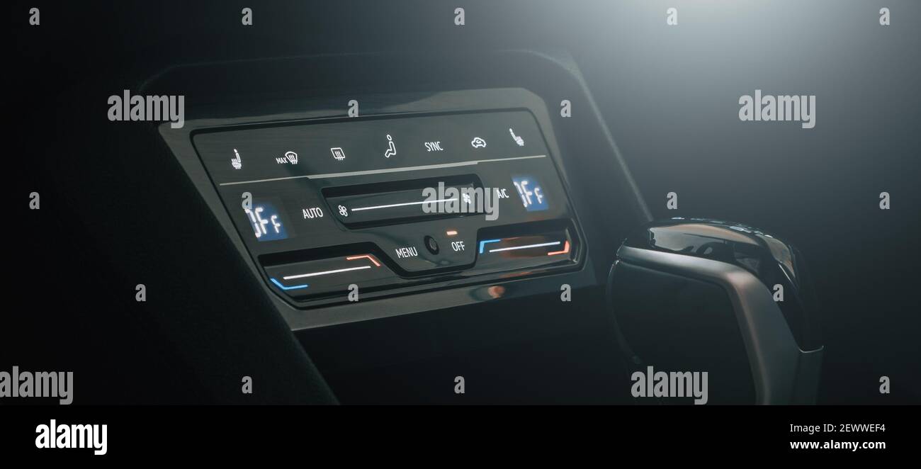 Panoramic photo of New modern Sensor Car Climate Control Panel or