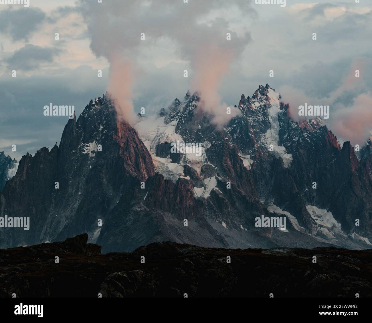 The scenic foggy French Alps Stock Photo - Alamy