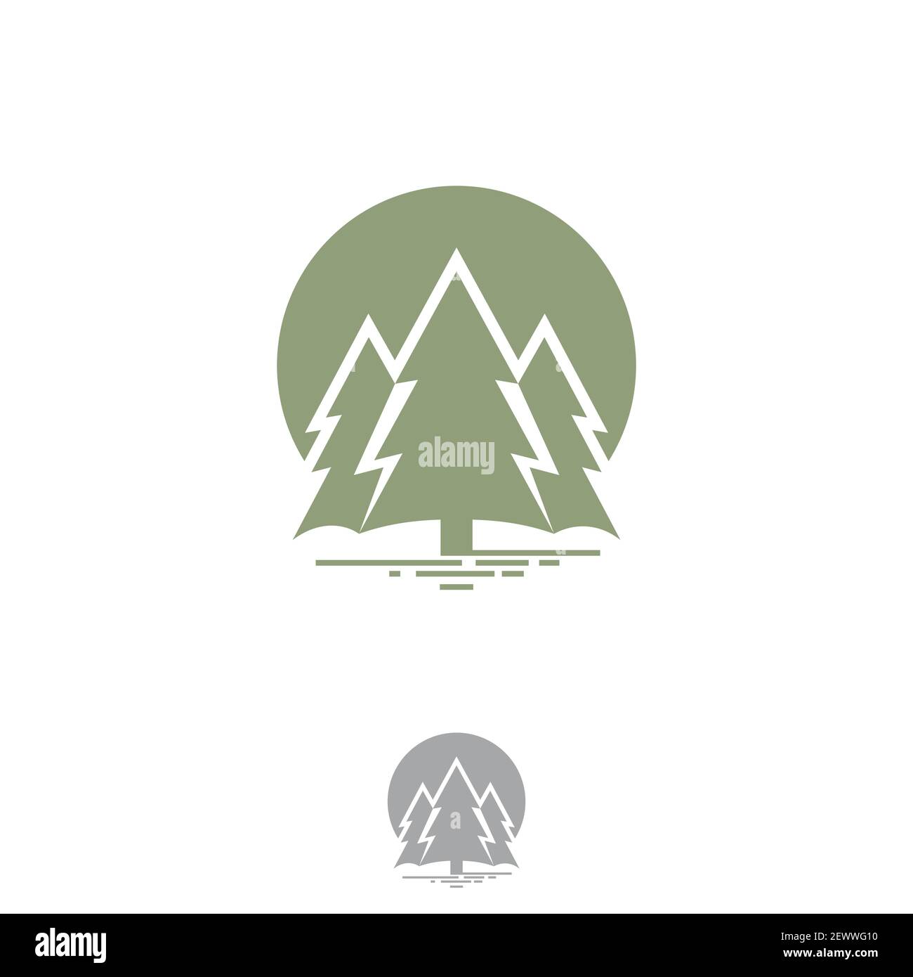 Illustration design of pine tree with symbol of thunder from ecology collection. Vector illustration EPS.8 EPS.10 Stock Vector