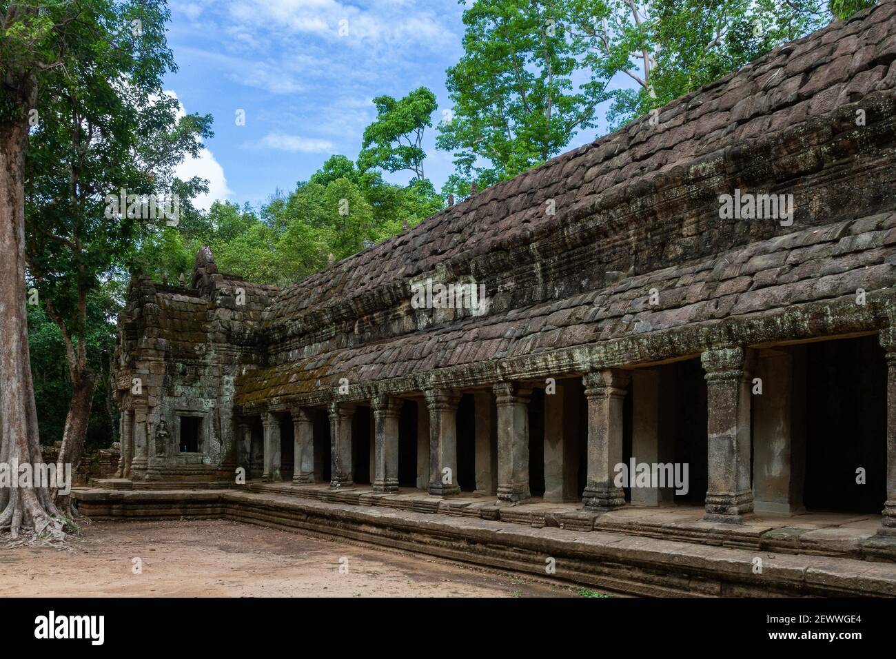 Angkor Wat, Cambodia - June 23, 2016: A long building inside Angkor Wat. Stock Photo