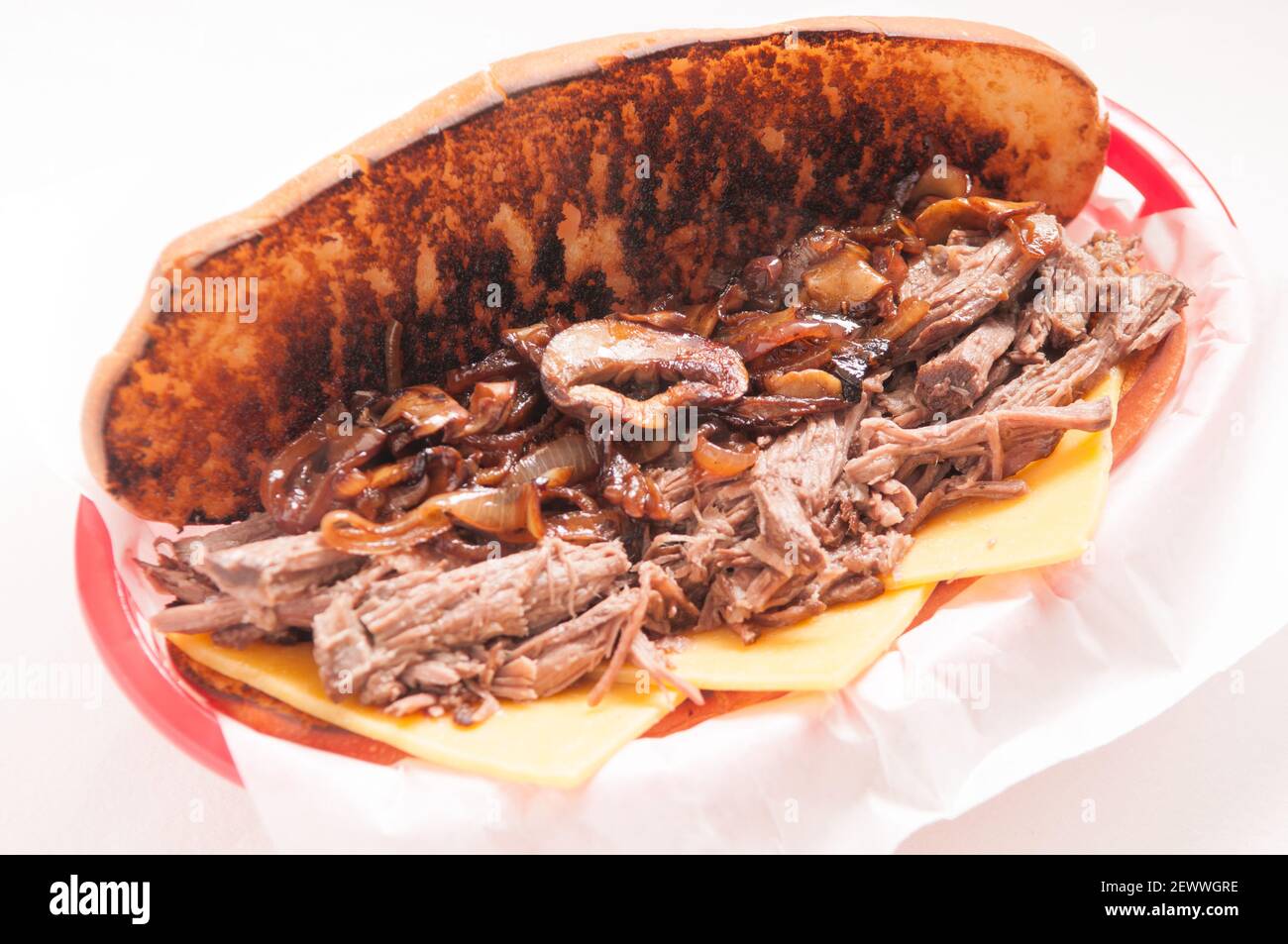 classic french dip au jus or beef dip with fries and sauteed onions