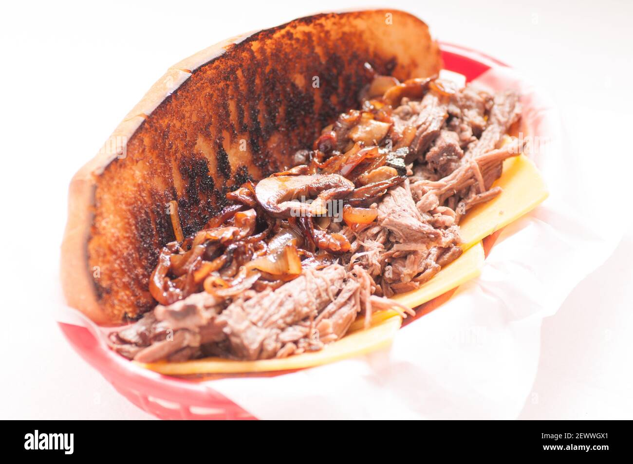 classic french dip au jus or beef dip with fries and sauteed onions