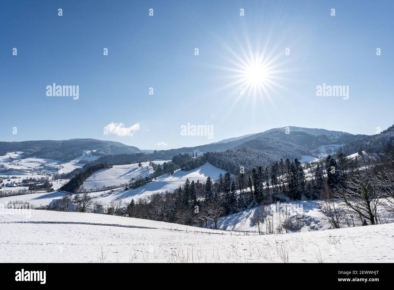 Beautiful View Over Kirchzarten And Oberried Towards The Popular Mountains Of The Black Forest Stollenbach Toter Mann And Hinterwaldkopf Stock Photo Alamy