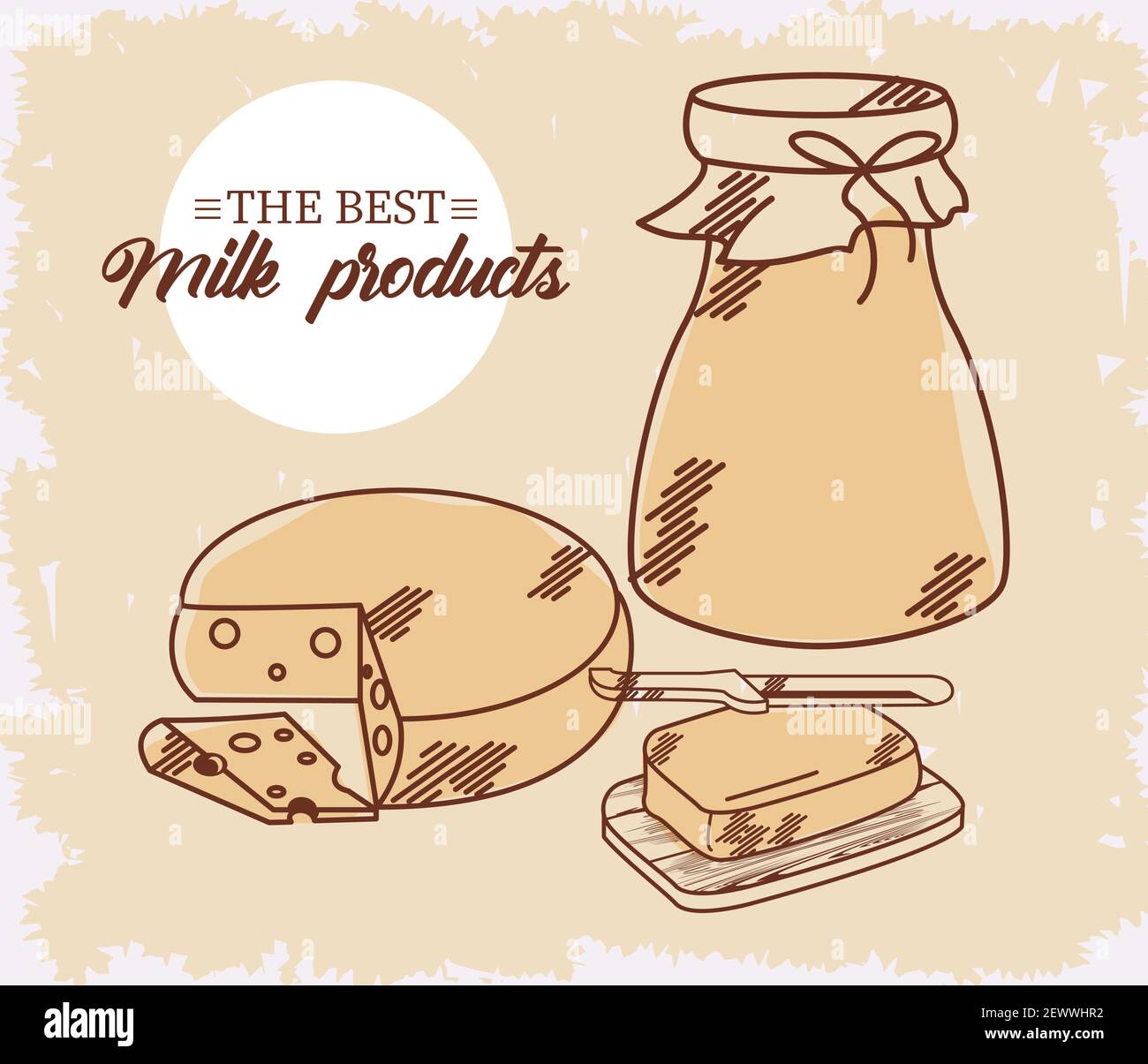 three milk products drawn icons Stock Vector