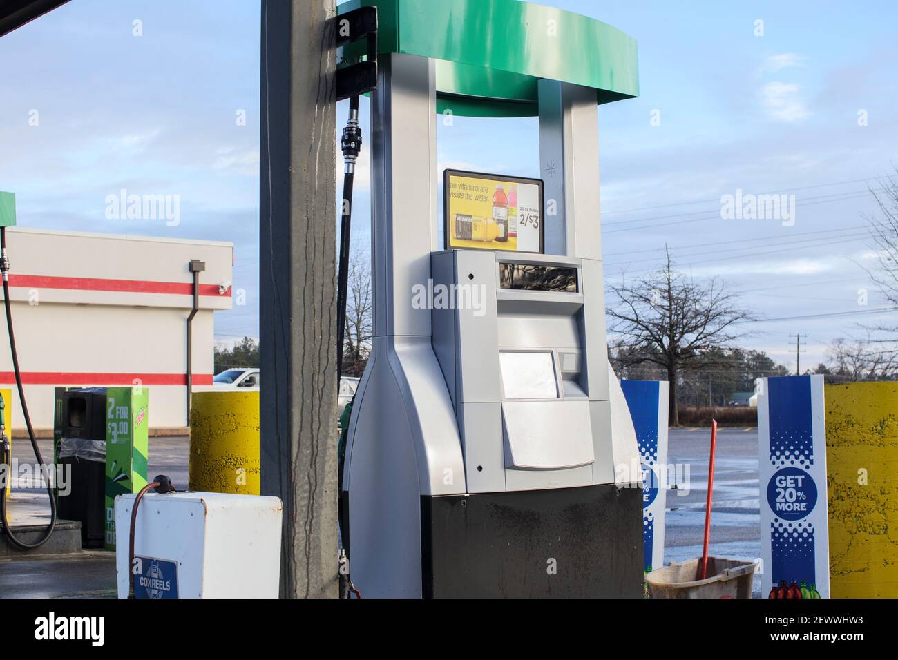 Richmond County, Ga USA 03 03 21 A diesel gas pump station at the AM PM Gas station and
