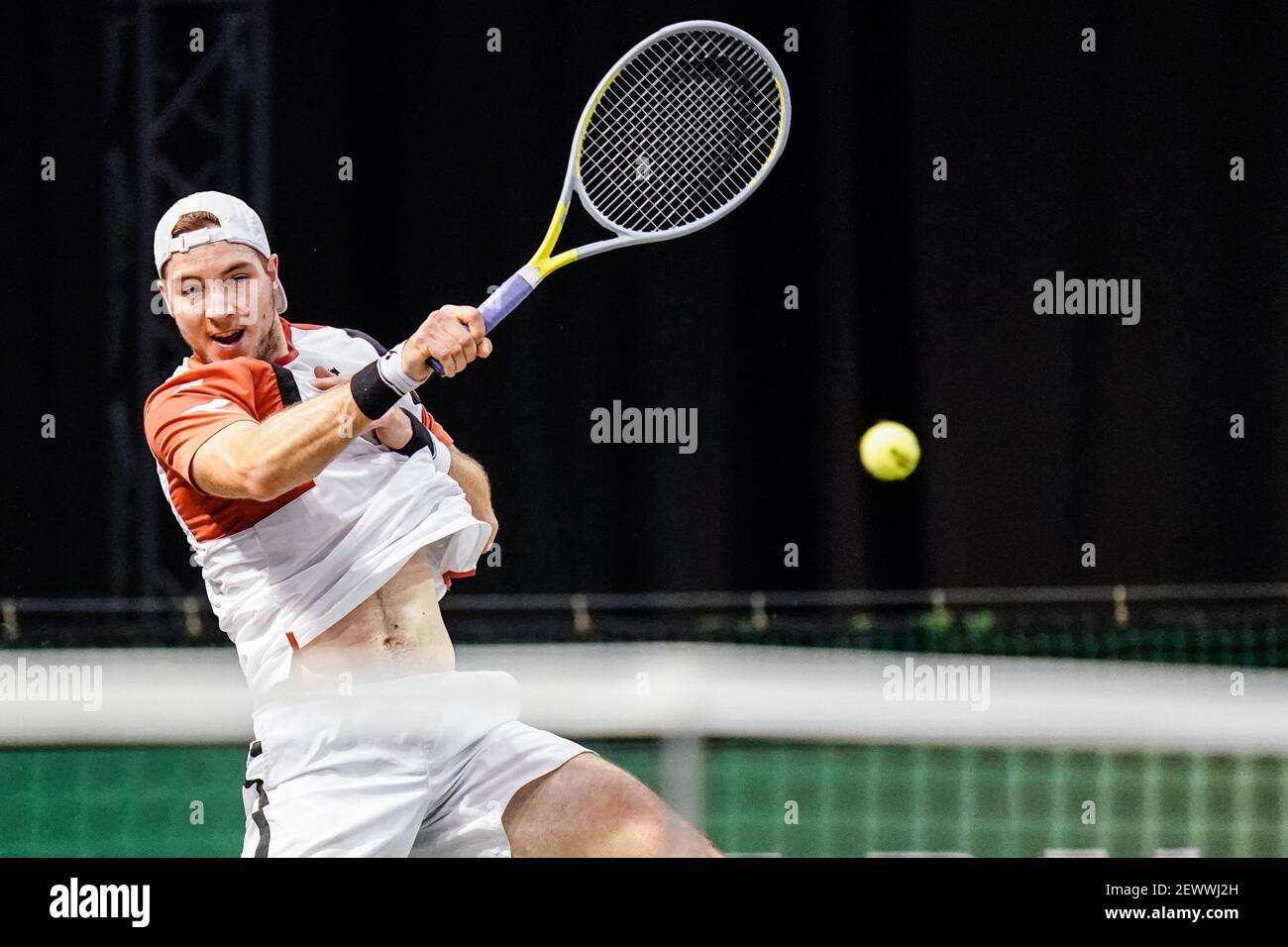 ROTTERDAM, NETHERLANDS - MARCH 3: Jan-Lennard Struff of Germany during his  match against David Goffin of Belarus during the 48e ABN AMRO World Tennis  Tournament at Rotterdam Ahoy on March 3, 2021