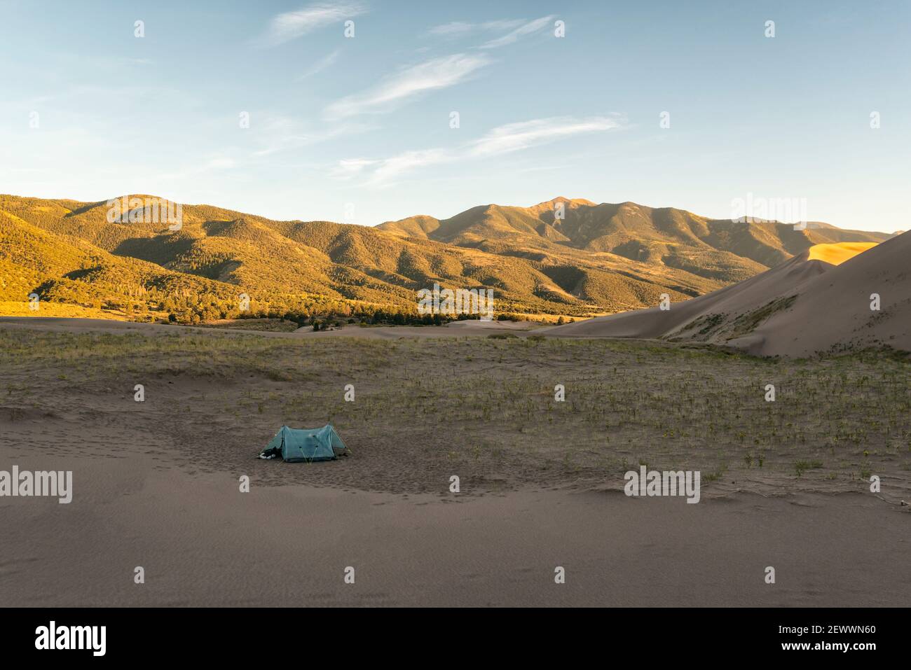 Tent In The Sand Dunes Colorado Stock Photo Alamy   Tent In The Sand Dunes Colorado 2EWWN60 