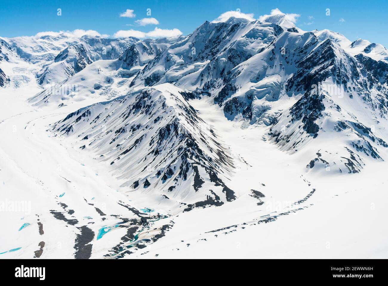 Snow Covered Mountains Near Mount Logan In Yukon Territory Stock Photo