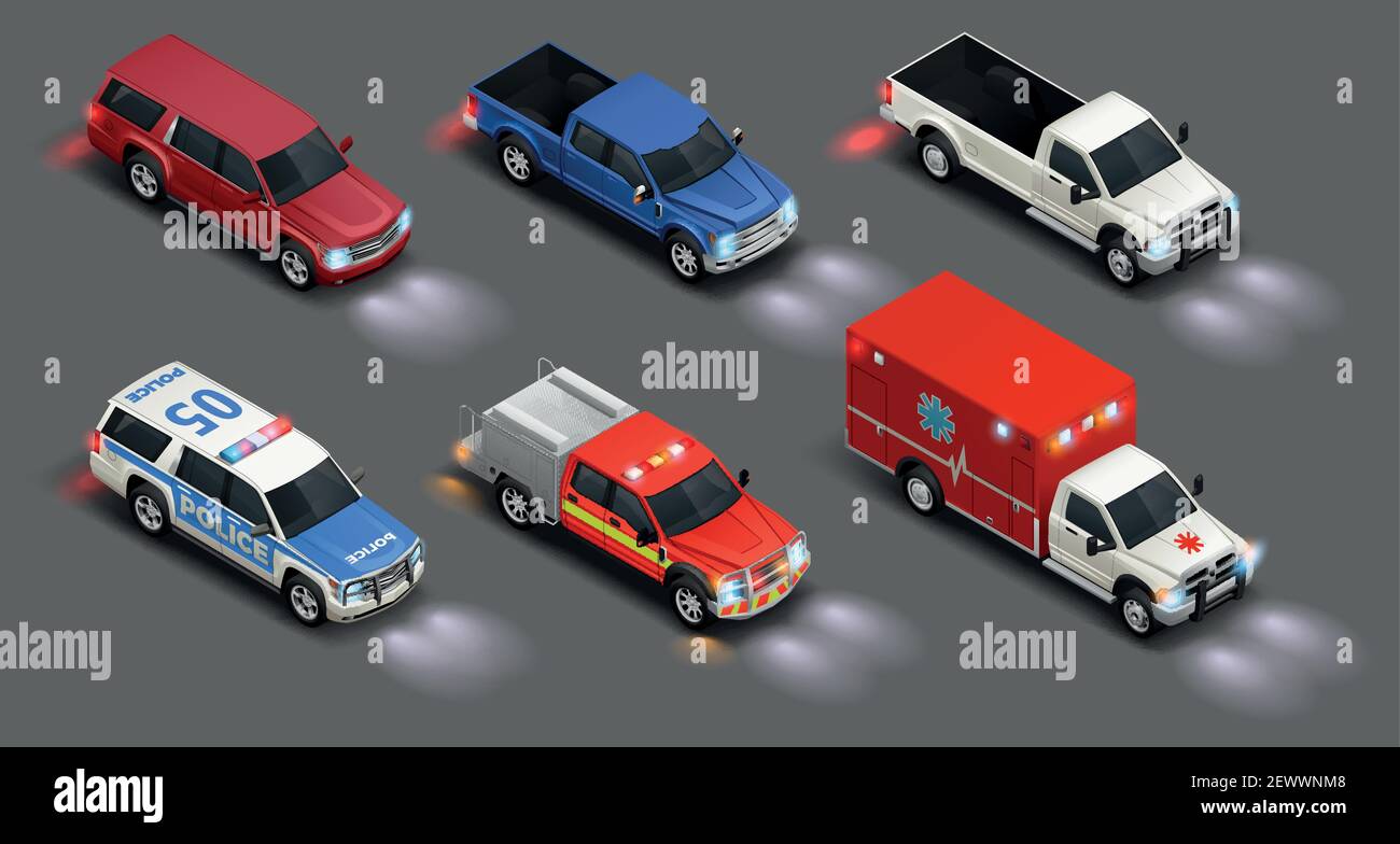 isometric realistic transport set Stock Vector
