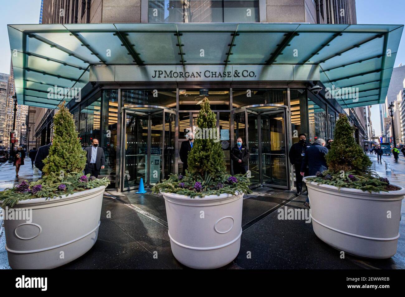 USA. 03rd Mar, 2021. Main entrance at Chase headquarters in