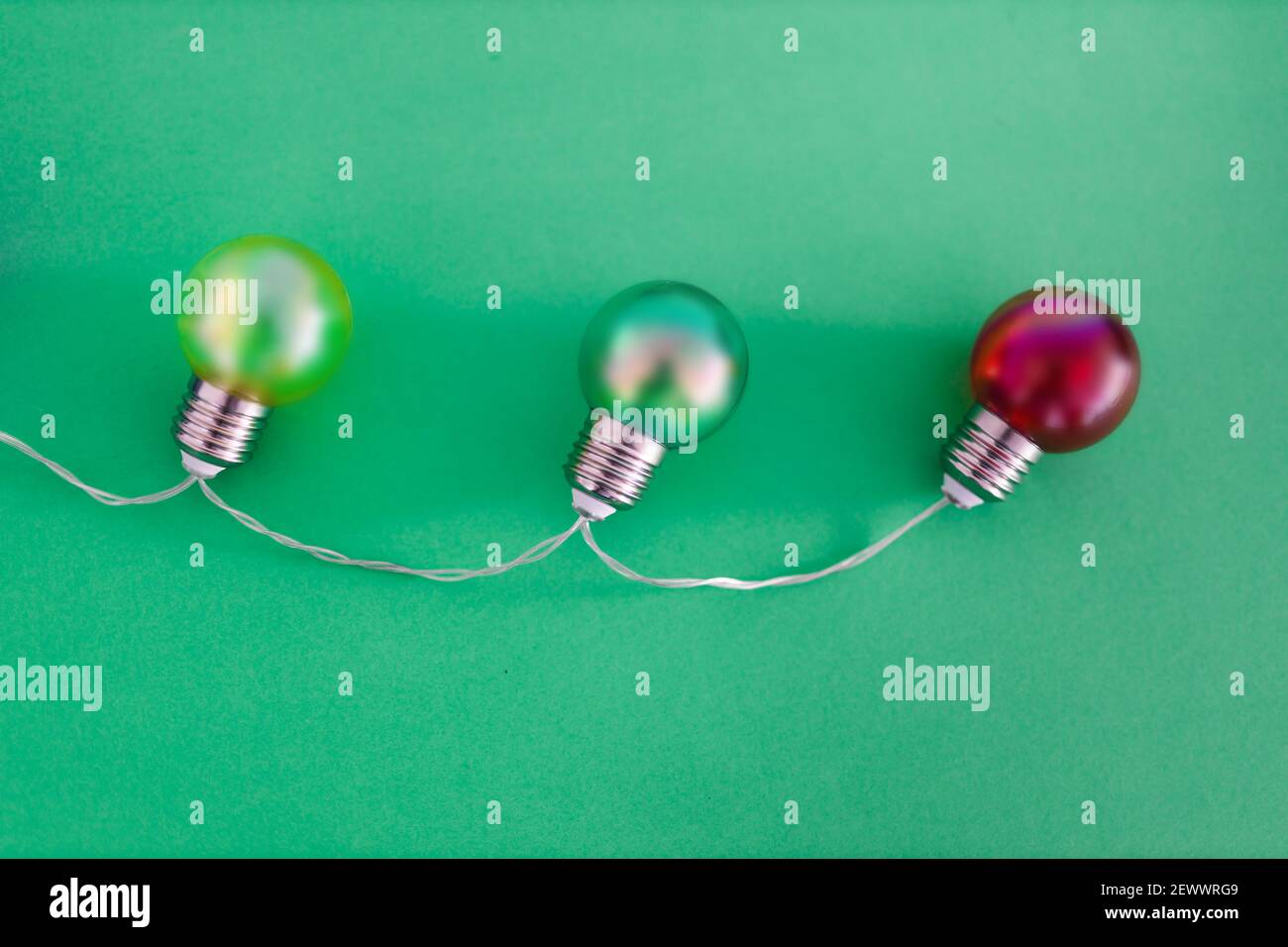 colorful yellow red and green light bulbs symbol of positive and ...