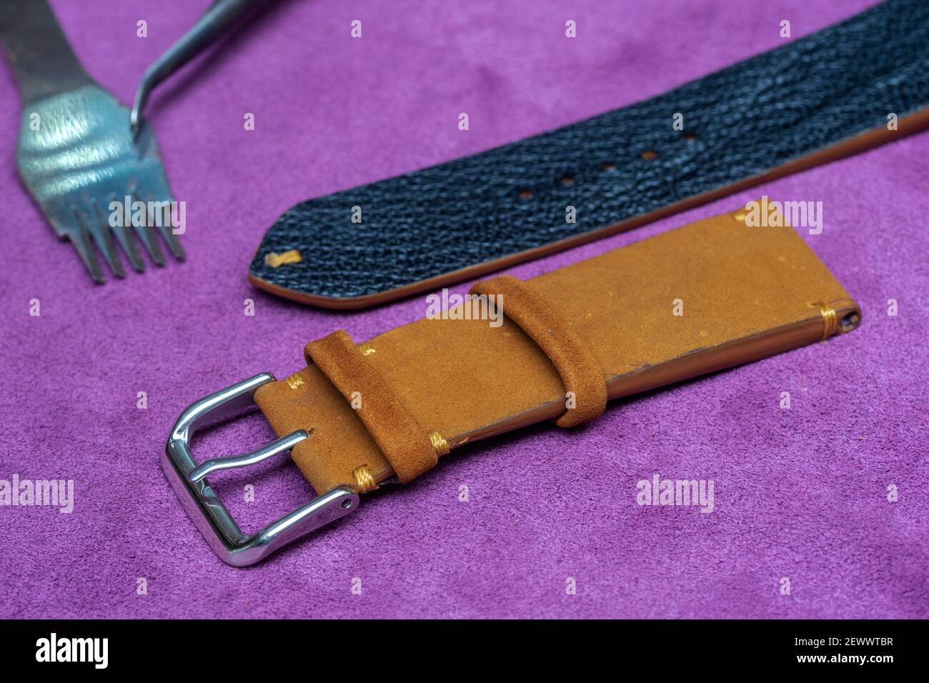Beautiful leather watch straps Stock Photo Alamy