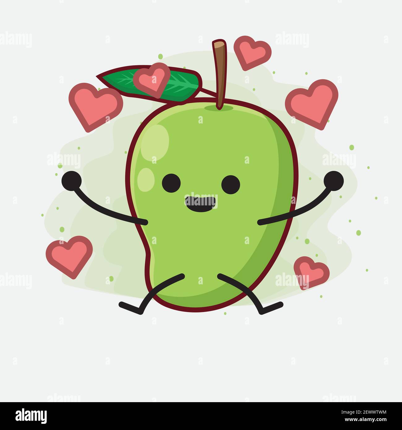 Humanized Mango Vector Illustration of Mango Fruit Character with cute face, simple ...