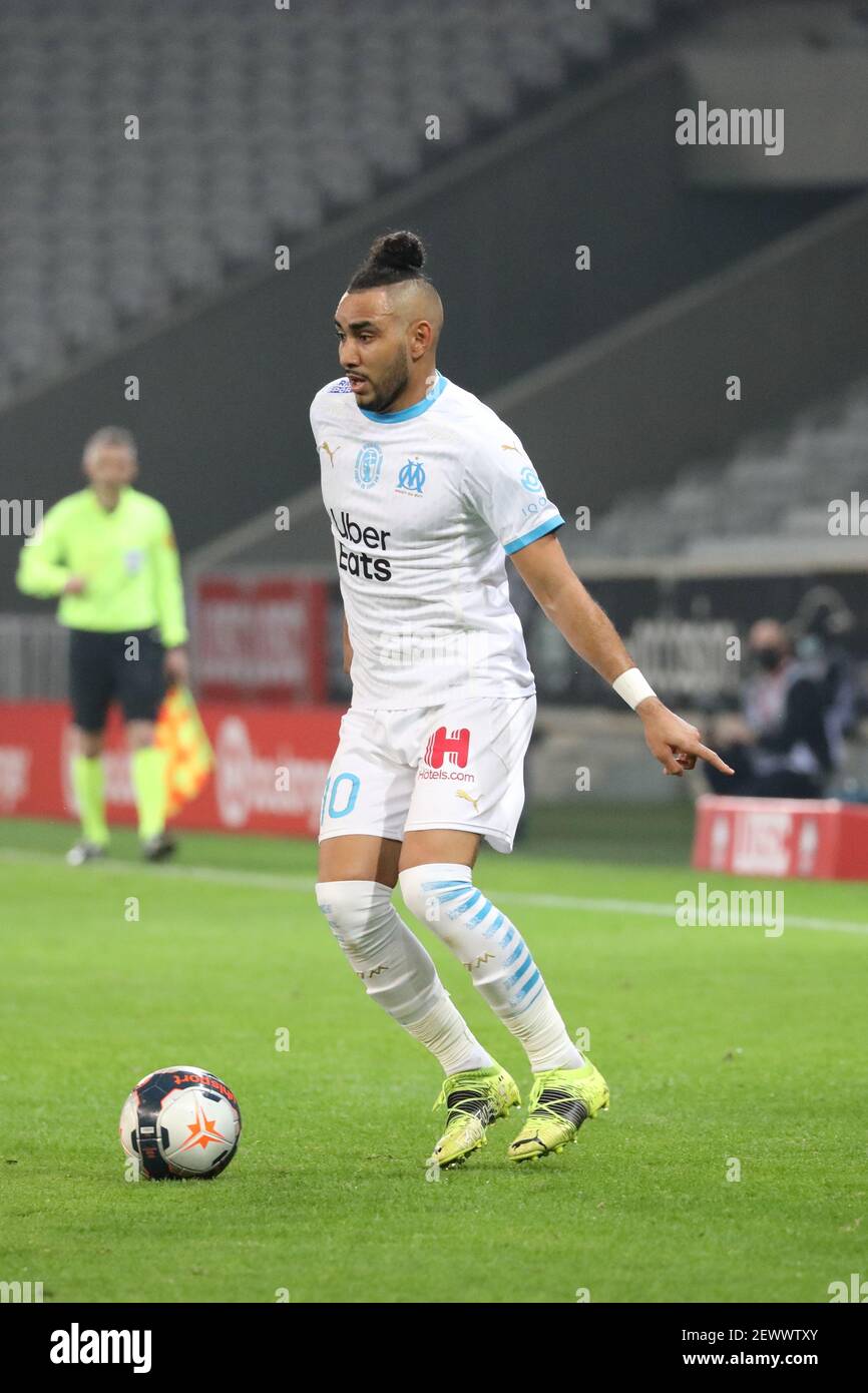 Dimitri Payet 10 Marseille during the French championship Ligue 1 football  match between Lille OSC and Olympique de Marseille on March 3, 2021 at  Pierre Mauroy stadium in Villeneuve-d'Ascq near Lille, France -