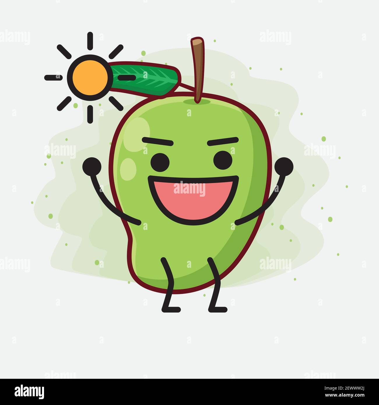 Humanized Mango Vector Illustration of Mango Fruit Character with cute face, simple ...