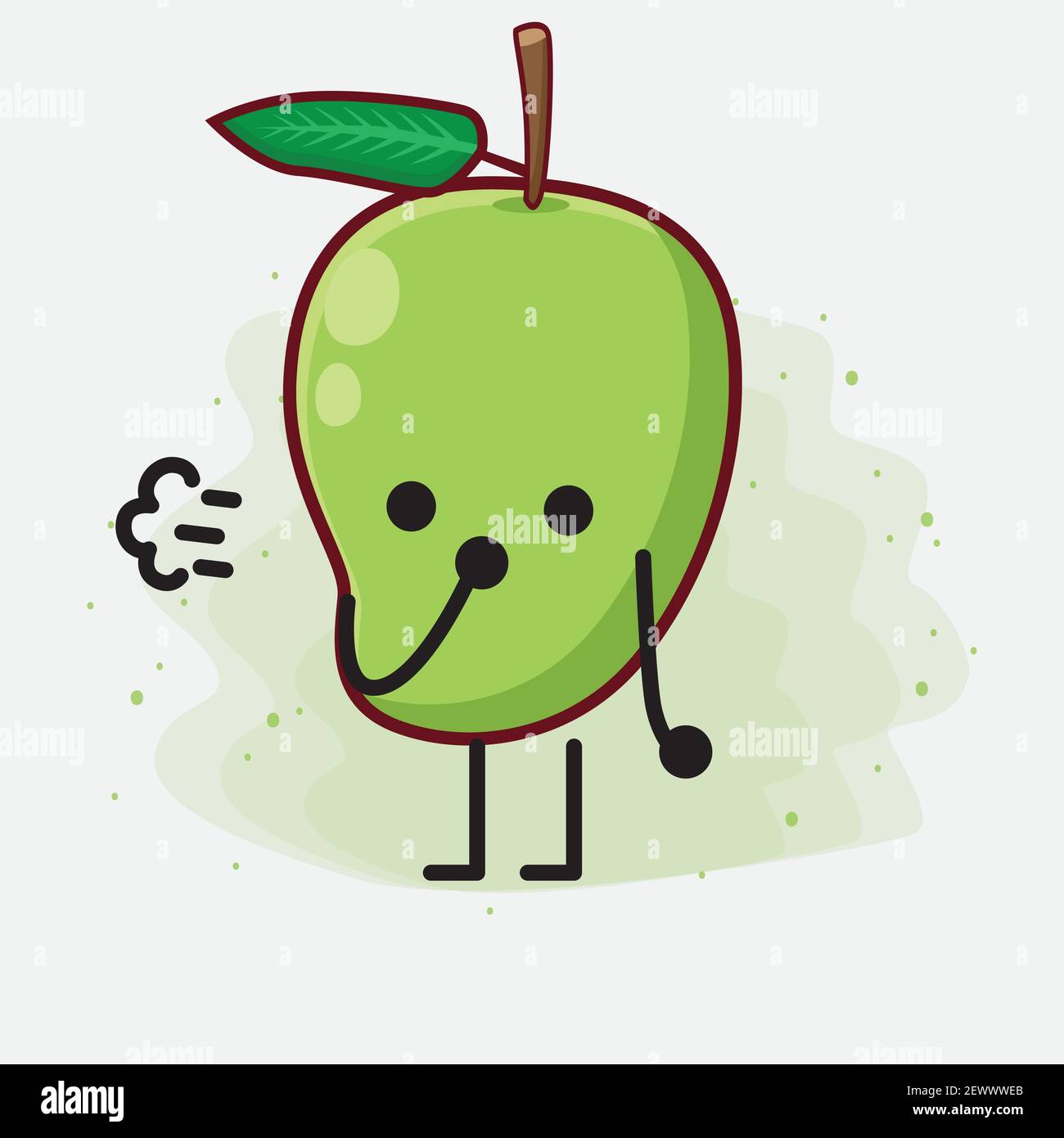 Humanized Mango Vector Illustration of Mango Fruit Character with cute face, simple ...