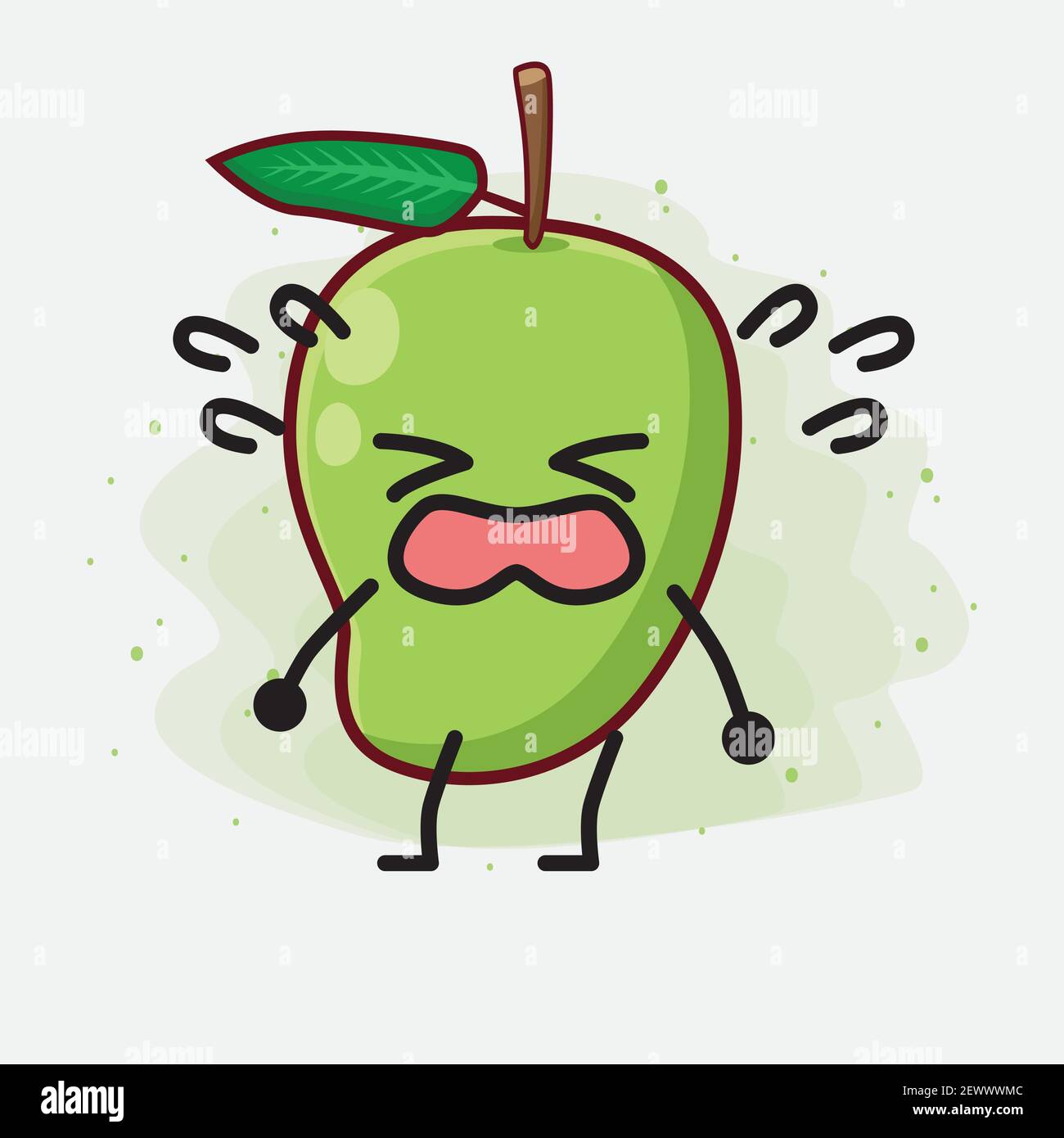 Humanized Mango Vector Illustration of Mango Fruit Character with cute face, simple ...