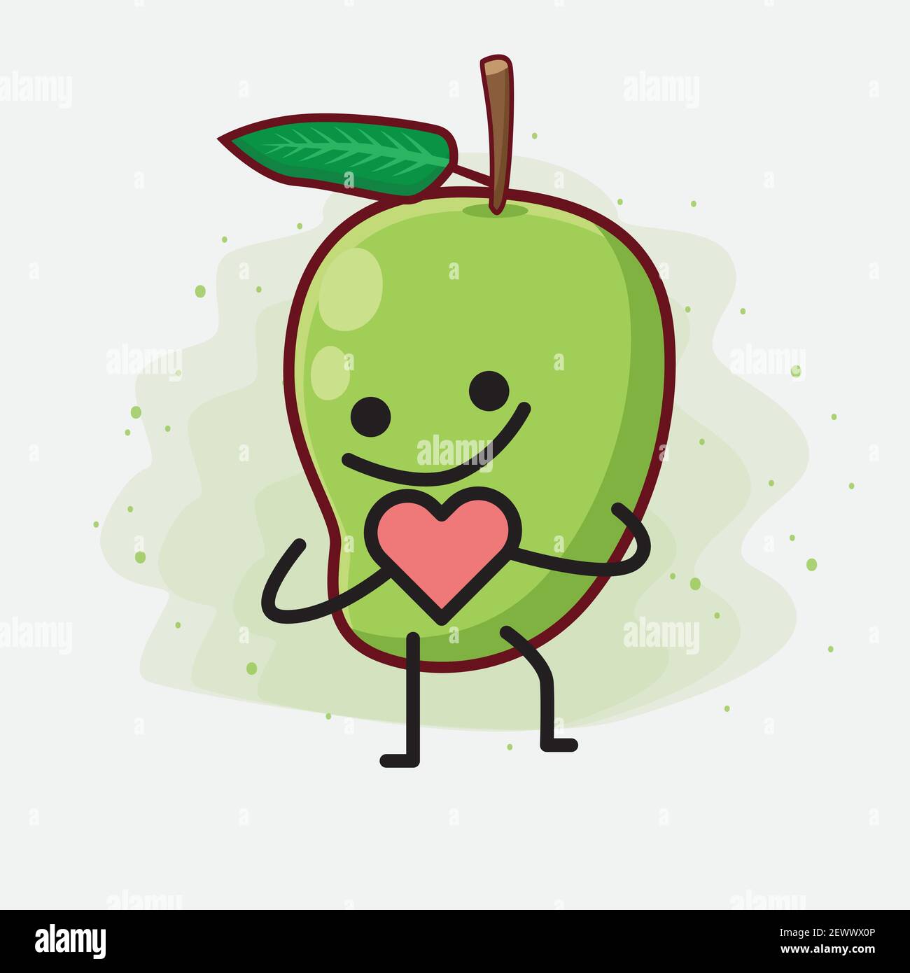 Humanized Mango Vector Illustration of Mango Fruit Character with cute face, simple ...