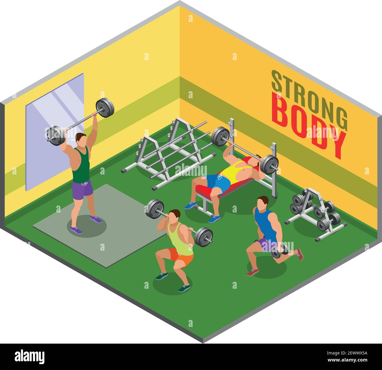 Athletes with weight equipment during body building workout in gym ...