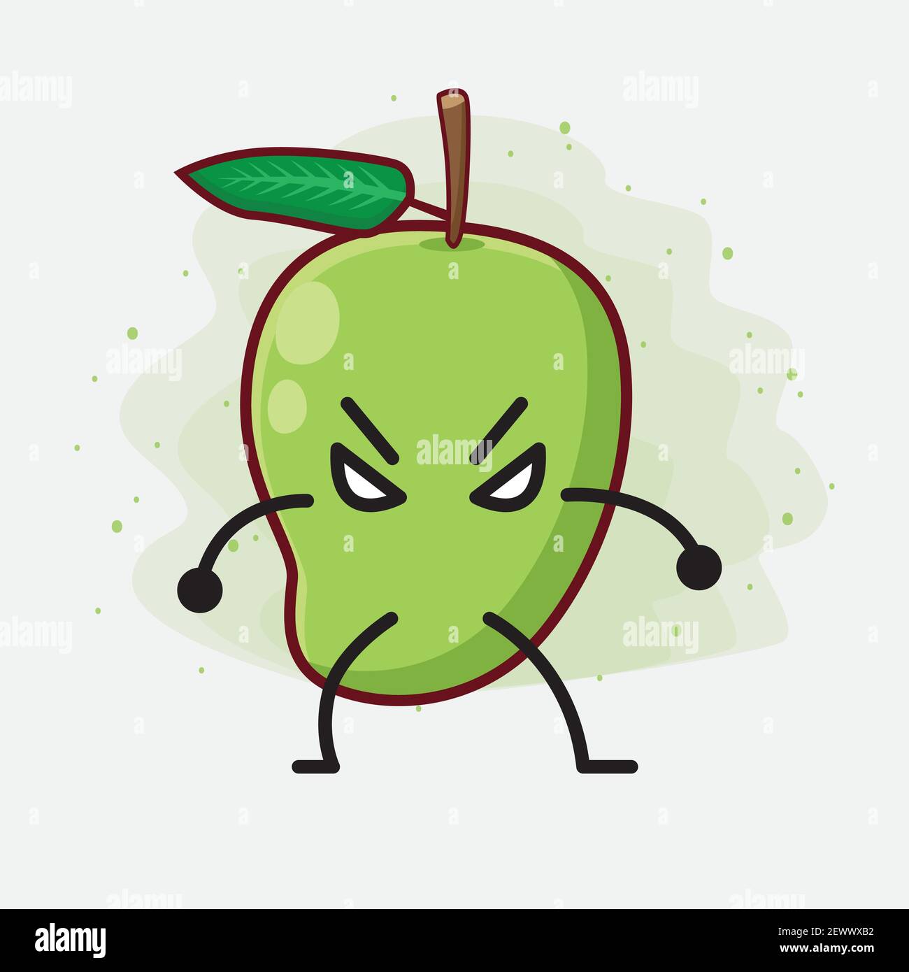 Humanized Mango Vector Illustration of Mango Fruit Character with cute face, simple ...
