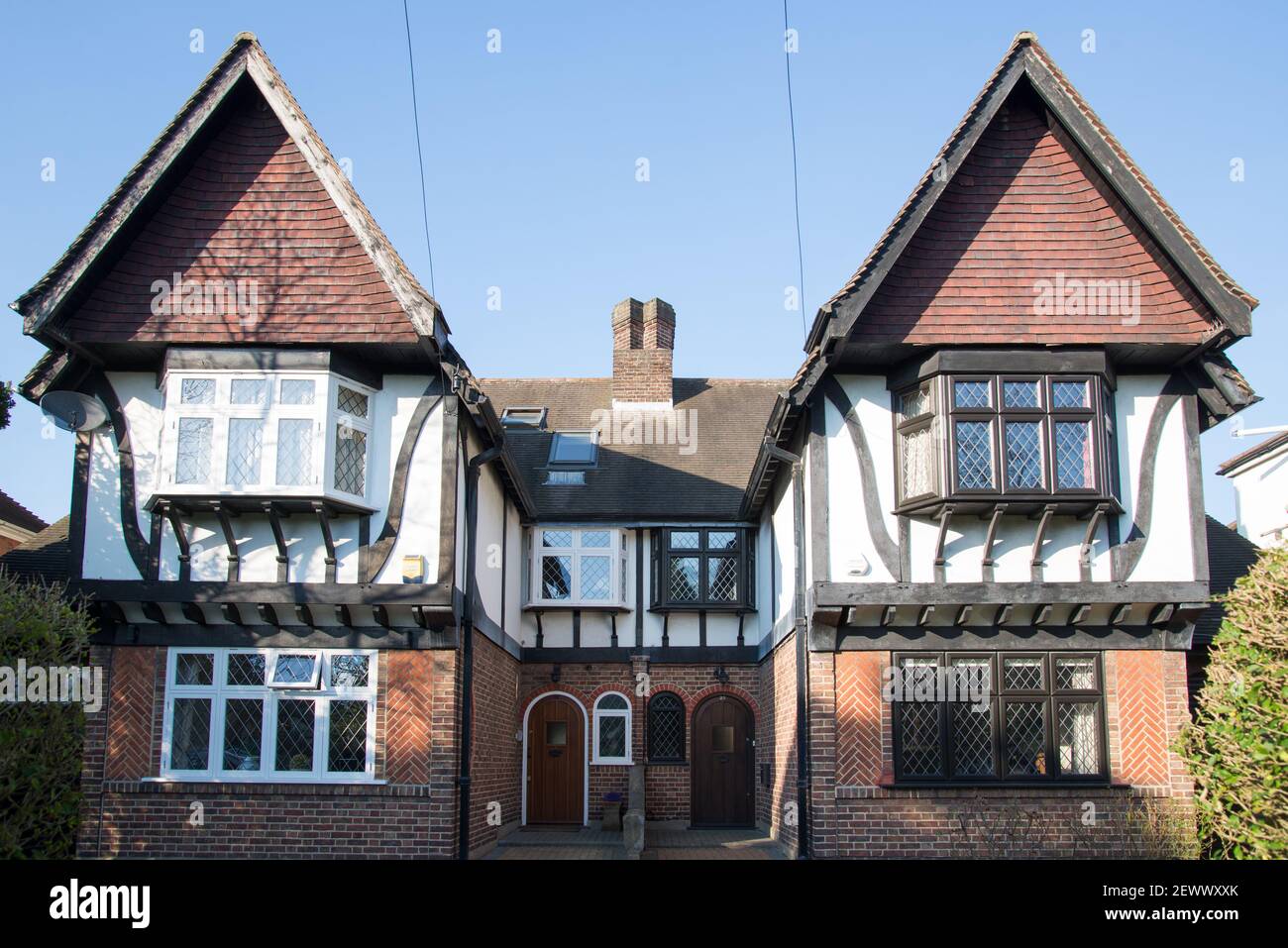 Mock Tudor Revival Architecture Semi Detached Houses Twyford Crescent
