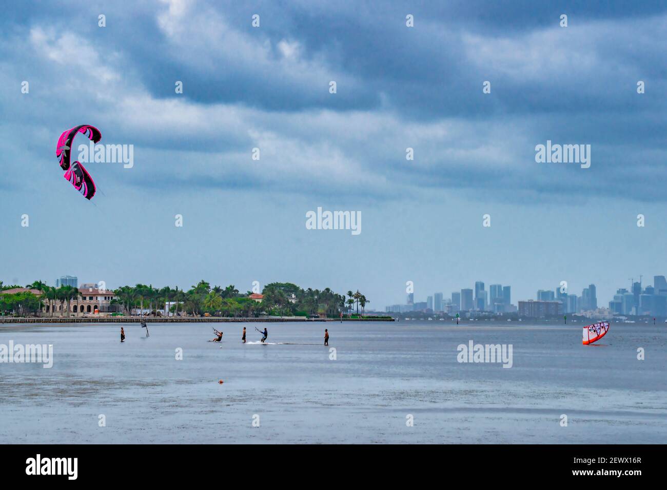 KiteBoarding at low tide out from Matheson Hammock Park with the Miami