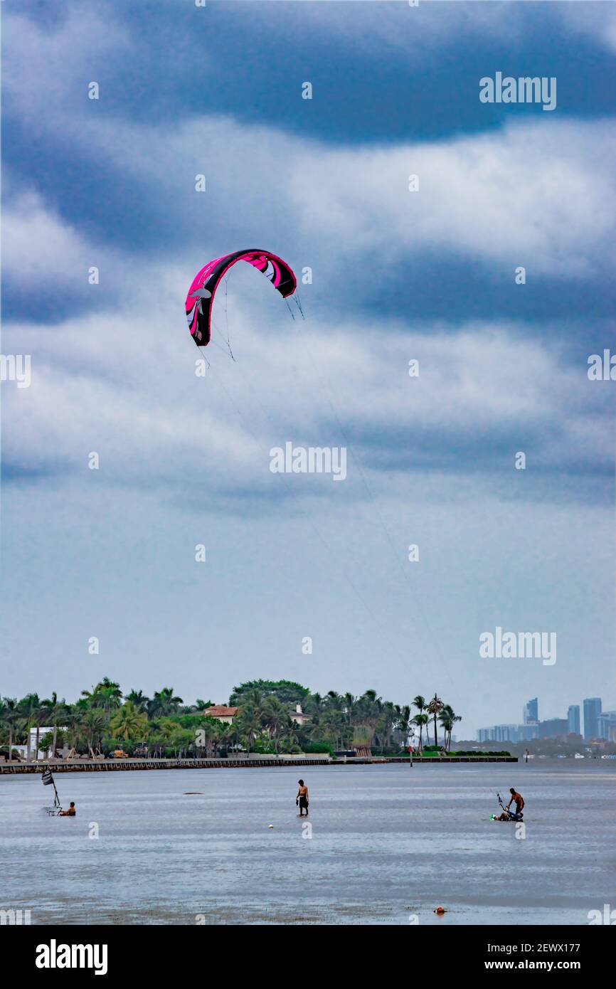 KiteBoarding at low tide out from Matheson Hammock Park with the Miami
